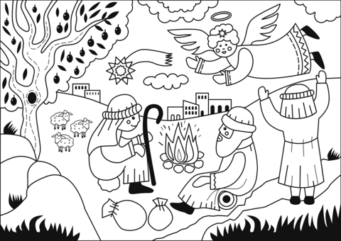 Annunciation To The Shepherds Coloring Page